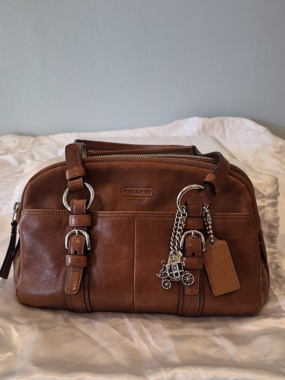 Coach Vintage Bonnie Leather Satchel in Brown with Silver Hardware